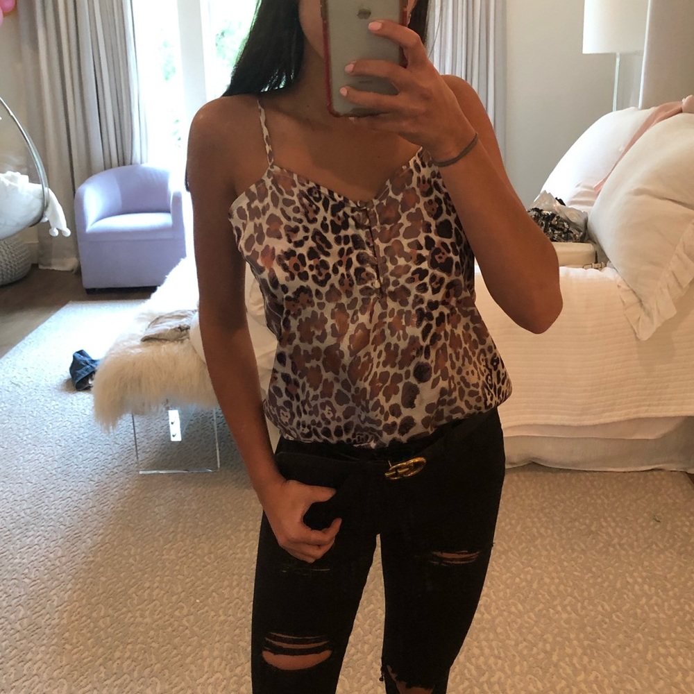 leopard print tank with buttons